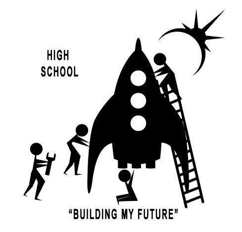 logo EIS Ship, Logo and kids in black and white for high school